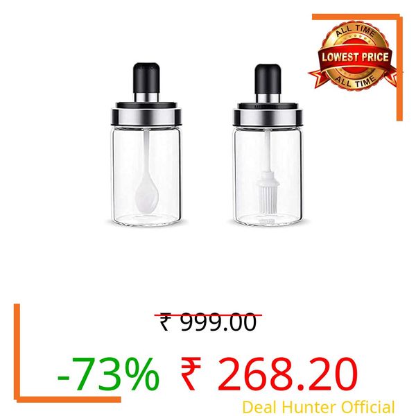 Exotic Mall Borosilicate Glass Jar for 1-(Oil With Brush), 1-(Spoon) For Storage For Multipurpose Use For Kitchen Container Jar 250ml (SPOON + BRUSH, 1)