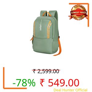 Safari Flash Neo 26L Casual Printed Backpack, 2 compartments, bottle holder, Front pocket, school bag for boys and girls, college, office, travel for men and women, Color- Sage