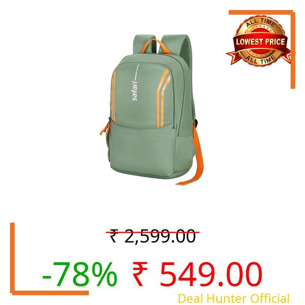 Safari Flash Neo 26L Casual Printed Backpack, 2 compartments, bottle holder, Front pocket, school bag for boys and girls, college, office, travel for men and women, Color- Sage