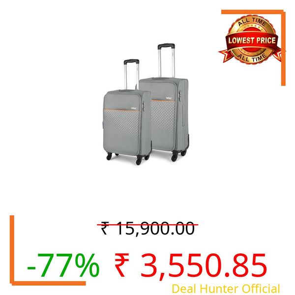 Safari Cabin Prisma Neo Set of 2 (+ Medium) Trolley Bags Polyester Expandable Soft Luggage, 4 Wheels 360 Degree Wheeling, Travel Bag, Suitcase for Travel, Trolley Bags for Travel, Grey