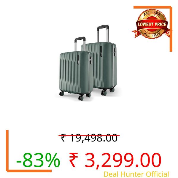 Safari Cabin Ray Neo 8 Wheels Set of 2 (Medium) Trolley Bags, Hard Case Polycarbonate 360° Spinner Wheeling Luggage for Men & Women,Travel Bag Suitcase for Travel, Trolley Bags for Travel, Sage Green