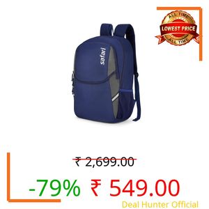 Safari Nudge Laptop Backpack for men & women, school bag for boys and girls, college bag, office bag, travel bag, 3 compartments, Bottle holder, Front pocket, Color Blue