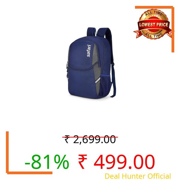 Safari Nudge Laptop Backpack for men & women, school bag for boys and girls, college bag, office bag, travel bag, 3 compartments, Bottle holder, Front pocket, Color Blue