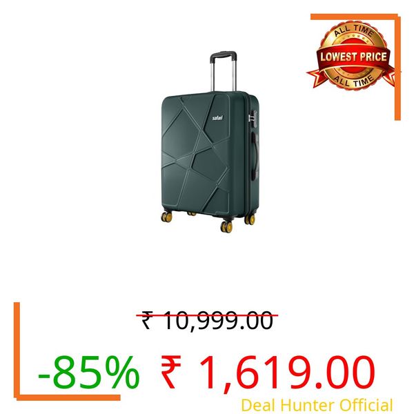 Safari Medium Polypropylene Spinner Pentagon Pro 8 Wheels 66Cm Size Checkin Trolley Bag, Hard Case 360º Wheeling Luggage for Men & Women, Travel Bag, Suitcase for Travel, Dusk Green
