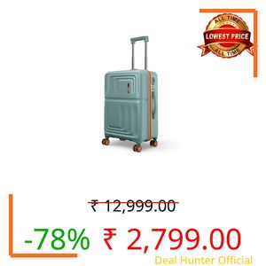 Safari Roma Hard Luggage Trolley Bag with 8 Wheels Medium Size Check-in Suitcase - Sage Green