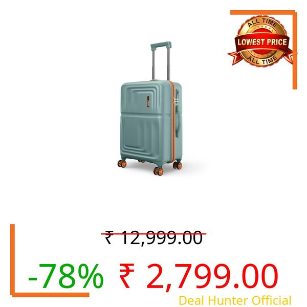 Safari Roma Hard Luggage Trolley Bag with 8 Wheels Medium Size Check-in Suitcase - Sage Green