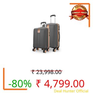 Safari Thorium Royale 8 Wheels Spinner Set of 2 Trolley Bags Hard Case Polycarbonate Luggage,TSA Lock,Wet Pouch Organized Interior,Suitcase for Travel,Trolley Bags for International Travel,Gun Metal