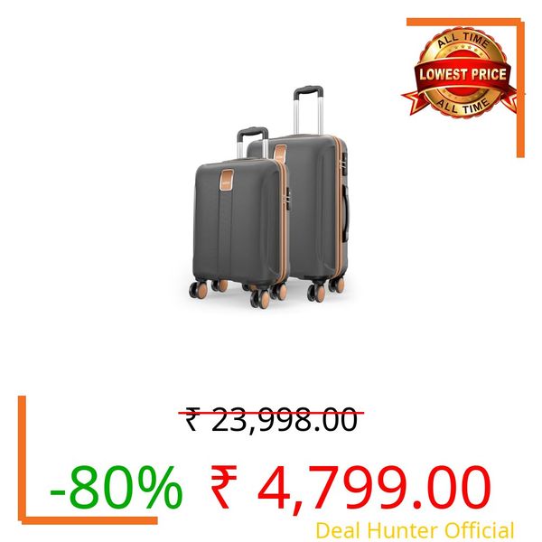 Safari Thorium Royale 8 Wheels Spinner Set of 2 Trolley Bags Hard Case Polycarbonate Luggage,TSA Lock,Wet Pouch Organized Interior,Suitcase for Travel,Trolley Bags for International Travel,Gun Metal