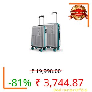 Safari Astra Neo 8 Wheels Set of 2 (Cabin + Medium) Trolley Bags, Hard Case Polycarbonate, 360 Degree Wheeling Luggage for Men & Women, Travel Bag Suitcase for Travel, Silver