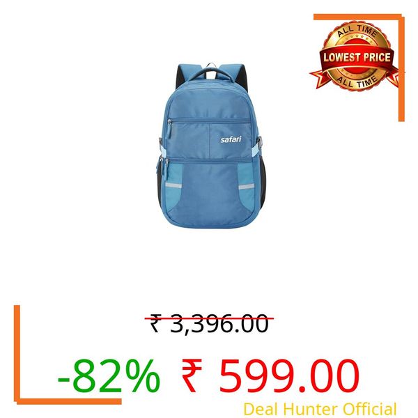 Safari Omega Spacious/Large 5 Compartment Laptop Backpack With Raincover, College Bag, Travel Bag For Unisex, Teal, 30 Litre