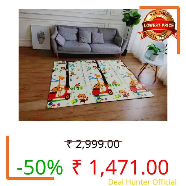 EASY SHOPE Memory Foam Baby Foldable Mat Play Foam Crawl Waterproof Portable Kids Baby Toddler Outdoor Or Indoor Use (Giraffe), single, 78.7 Cm, 70.9 Cm, Giraffe,Multicolor, Rectangular