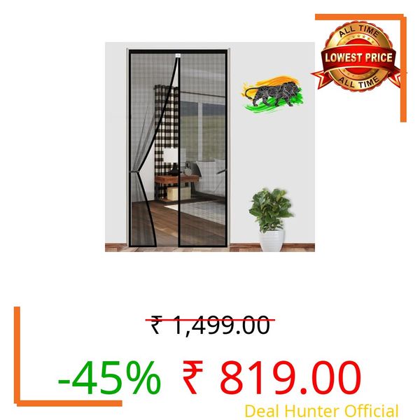 LifeKrafts Polyester Magnetic Mosquito Net for Door | Mosquito Curtain for All Door Types & Sizes | Auto-Closing Insect Screen to Keep Mosquito Out (Black, 230 x 100 Cms)