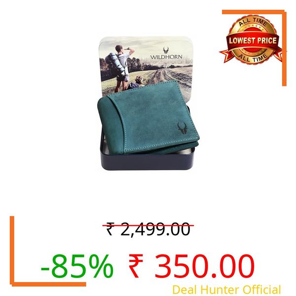 WildHorn Blue Leather Wallet for Men I 9 Card Slots I 2 Currency & Secret Compartments I 1 Zipper & 3 ID Card Slots