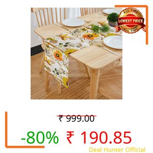 HOMADORN Cotton Feel Fabric Multicolor Clover Design Digital Printed Double Layered Enhanced Decor 4 Seater Table Runner Cloth (TR-43, 13 INCHES X 60 INCHES)