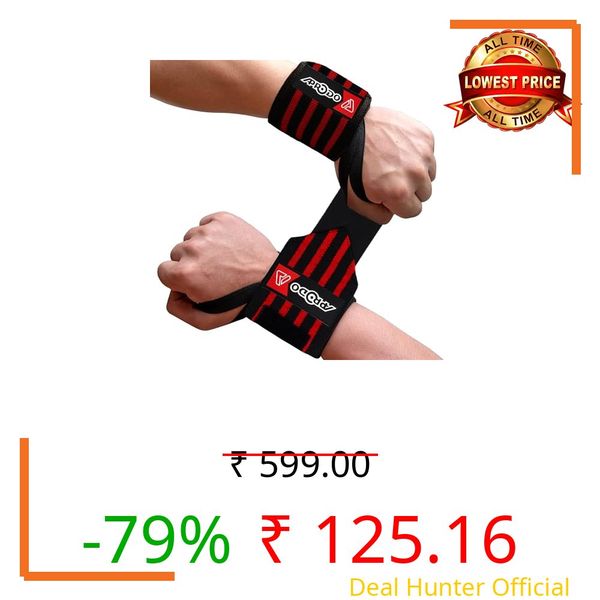 Aprodo Cotton Wrist Wraps with Thumb Loops - for Men & Women One Size Fits All (Black RED)