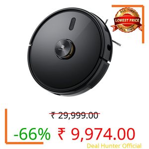 realme Techlife Robot 2 In 1 Vaccum Cleaner With Mopping, 3000 Pa Powerful Suction, 5200 Mah Battery, 300+ Minutes With Advanced Lidar Navigation Technology , Compatible With: Wifi/APP/Alexa, Black