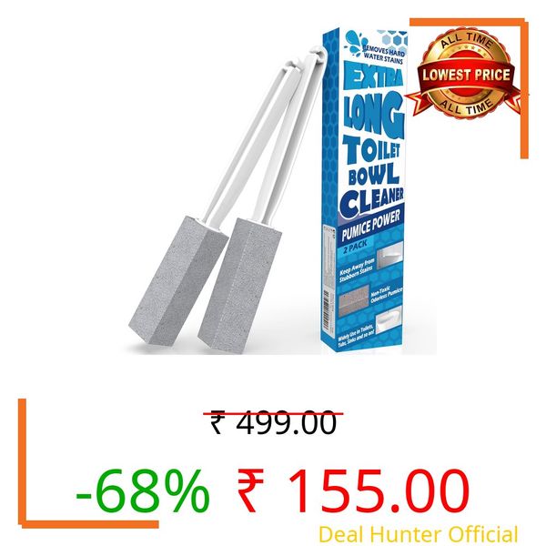 FAZMoss [2 Pack] Pumice Cleaning Stone Toilet Bowl with Extra Long Handle for Removing Toilet Bowl Ring, Pool, Bathroom,Toilet, Tiles & BBQ Grills