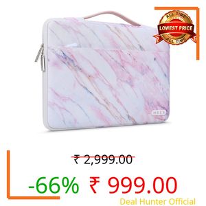 MOCA 13.3-14 inch Laptop Sleeve - Waterproof Nylon Protective Case with Soft Velvet Interior for MacBook Pro 14", MacBook Air & Laptops (Pink Marble, 13.3 Inch)