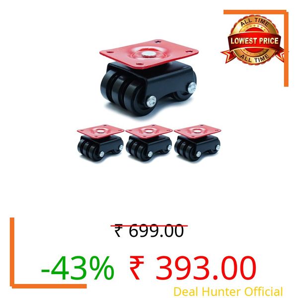 Caneuf 6 Wheel Caster Heavy Duty Roller for Furniture, Beds, Sofa, Table Counter - Upto 600 KG Load Capacity - Pack of 4
