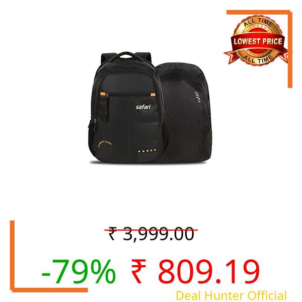 Safari Swagpack 35 Ltrs Large Laptop Backpack With 3 Compartments and Raincover - Black (SWAGPACK19CBBLK)