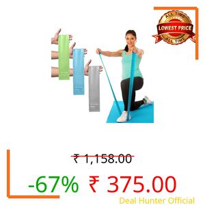 Wiselife Professional Latex Resistance Thera Band - (Set of 3) | 48x4 inch |100% Natural | for Warm-Up, Stretching, Cardio, Strength Training, Home Fitness, Exercise, Gym Workout,& Yoga