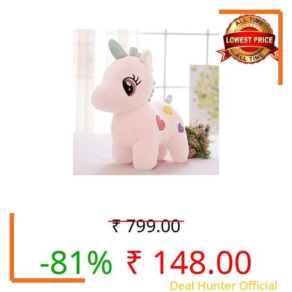 HUG 'n' FEEL SOFT TOYS Soft Long Soft Lovable hugable Cute Giant Life Size Toy Figure Bear Plush & Stuffed Toys (32 cm Unicorn, Pink) Lovely Toy Figure
