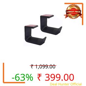 makerV Headphone Holder Gaming Headset Hanger Under Desk Mount Head Phone Hook Headphone Stand (Pack of 2: Black)