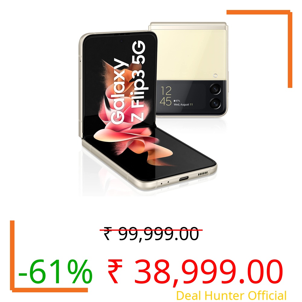 Samsung Galaxy Z Flip3 5G (Cream, 8GB RAM, 256GB Storage) with No Cost EMI/Additional Exchange Offers