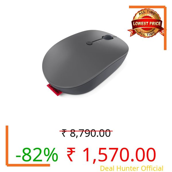 Lenovo Go Wireless Multi-Device Mouse | Connect & Switch: Upto 3 devices | Upto 2400 DPI | Rechargeable | Fast Charge (Upto 3 months in 1.5hrs) | Programmable | 75g ultra-light | 3Yr Exchange Warranty