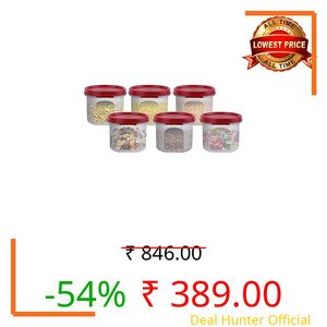 Cutting EDGE Smart Slim Storage 250 ML (Set of 6) Air-Tight Plastic Round Modular Container - for Juice, Dry Fruits - Stackable, BPA Free, Food Grade (250 ML) - (Dark Red)