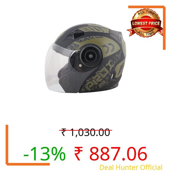 O2 Prox 2G Half Face Helmet with Scratch Resistant Clear Visor, Cross Ventilation & Matte Finish Graphics for Men’s Bike Motorcycle Scooty Riding (Mehandi)