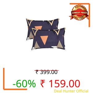 BSB HOME Present Designer Printed Cotton 160 TC Standard | Regular | King Size Pillow Cover Set of 2 Piece (18x28 Inches, Grey and Rust)