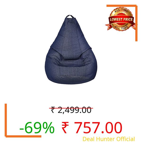 caddyFull Jumbo Bean Bag Cover Without Beans (Dark Blue) (Denim)