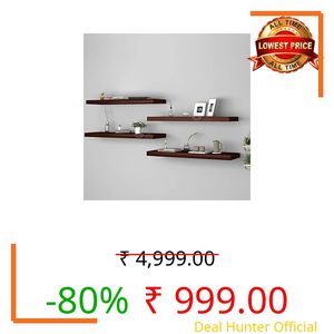 FORESTIS GALLINARIA Aries Wooden Floating Wall Shelf| Wall Rack Shelf | Wall Mount for Living Room, Bedroom, Kitchen… (Set of 4 Brown, Large)