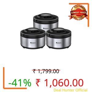 Mumma’s LIFE Stainless Steel Thermosteel Casserole Set of 3 for Kitchen| Hot Case Combo for Kitchen,Up to 2 Hour| Hot Box Pack of 3 (2000 ml, 2500 ml, 3500 ml)