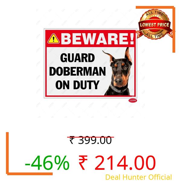 LEPPO Beware Dog On Duty Essential Safety Warning Sign Self Adhesive Laminated Poster Use for Home & Many More Places - Combo Pack (2 Pc Qty, Dg-4)