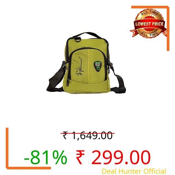 Hawai PVC Coated Water Resistant Polyester Mens Casual Sling Messenger Side Bag for Office College Outdoor Travel Daytrip (PUBWC01308)