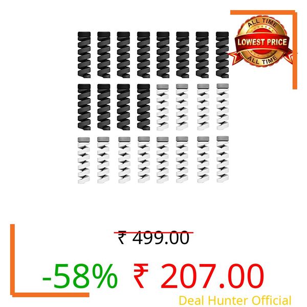 BKN® Spiral Charger Cable Protector Data Cable Saver Charging Cords Protective for All Universal Earphone & Cable Cover (Black Grey 24pcs)