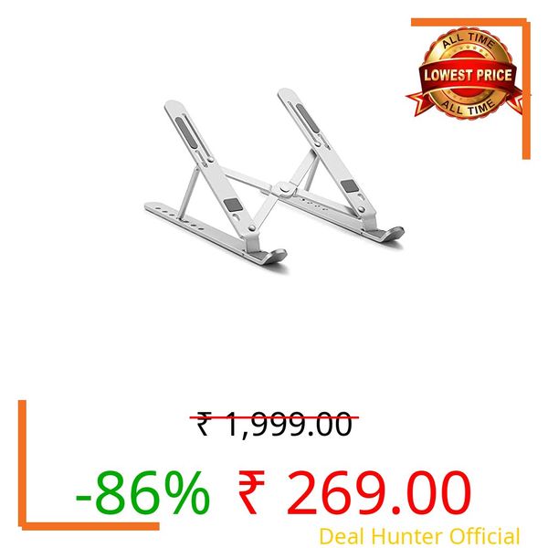 Stealodeal Stainless steel Laptop Stand Adjustable and Foldable for Laptops Upto 10 to 15.6" (Silver)