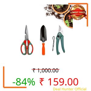 Cinagro Garden Tool Kit 3 Pieces - Pruning Shears, Garden Trowel & Scissor, Terrace Gardening Accessories, Gardening Tools Kit for Home Garden, Farming Tools