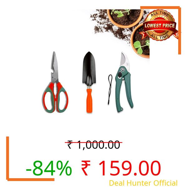 Cinagro Garden Tool Kit 3 Pieces - Pruning Shears, Garden Trowel & Scissor, Terrace Gardening Accessories, Gardening Tools Kit for Home Garden, Farming Tools