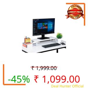 INVISIBLE BED Sturdy HeavyDuty Engineered Wood Monitor Riser Stand for Desk/Table (59.5 x 21 x 12 cm; Glossy White Finish; Made in India)
