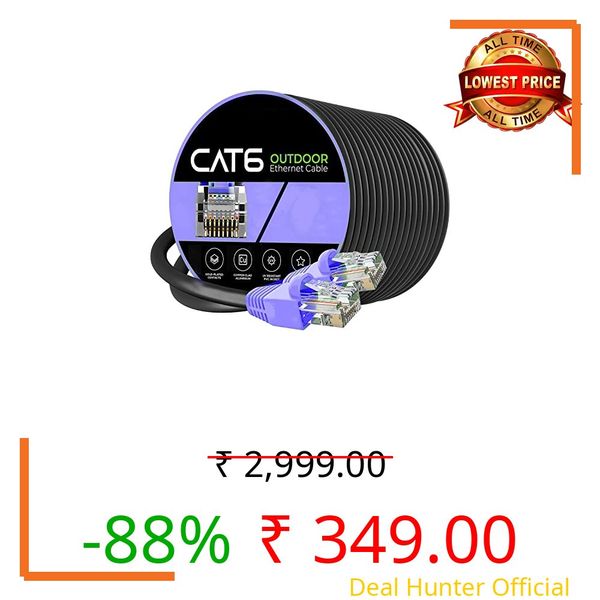 Sadow 15 Meter Heavy Duty Outdoor Cat6 Cable Weatherproof/UV Resistant Speed Upto1000Mbps/1Gbps Ethernet Cable Suitable for Direct Burial Installations Ethernet Patch LAN cable Network Cord - Black