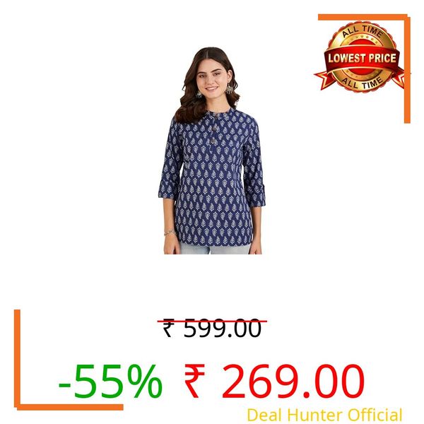 Amazon Brand - Myx Women's Cotton Regular Short Kurti (NIT001CORE3_Dark Navy_XS)