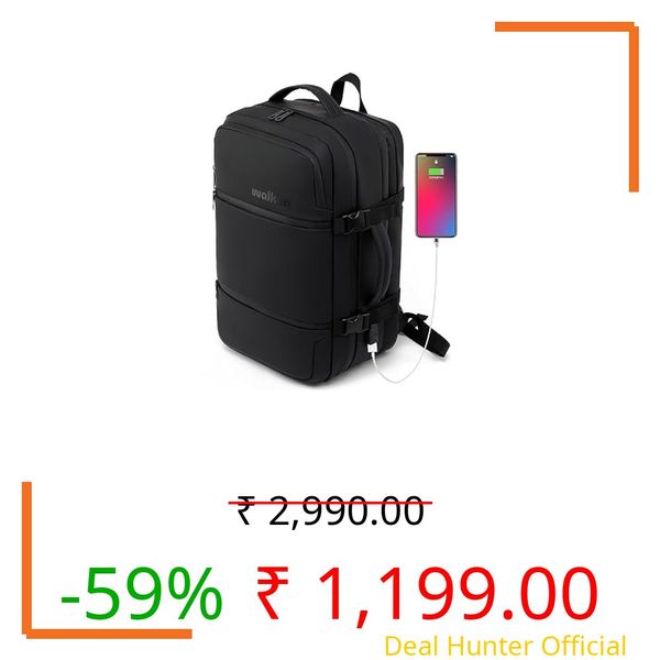 WALKENT Premium 15.6" Laptop Bag 27L, Anti-Theft Pockets, Waterproof Backpack with USB, Cushioned Strap for Travel Office College Men Women - Craft Black