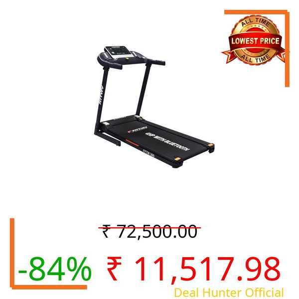 FITTYFY by INALSA Motorized Treadmill for Home(4.0HP Peak) FFTM 300-with Bluetooth 12 Preset Programs,Foldable,3Section Incline, Max Wt.110