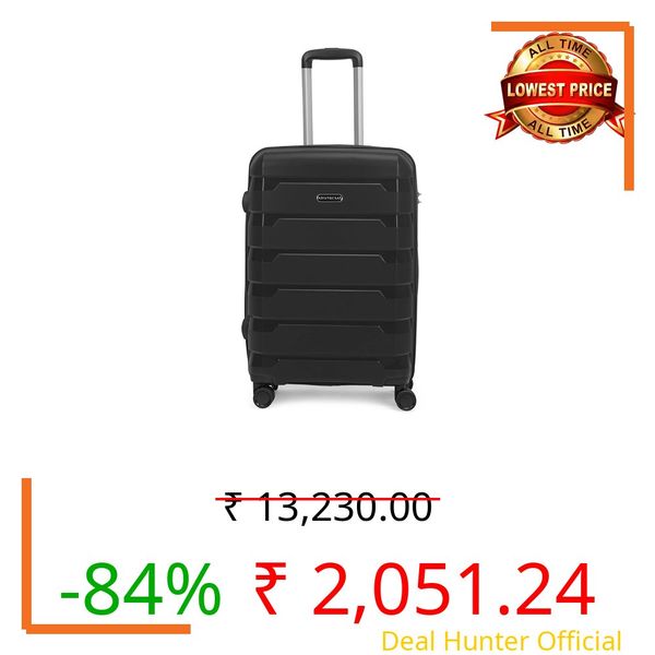 Aristocrat Porto 75 Cms Large Check-in Polypropylene Harsided 8 Wheels Luggage/Hardshell Suitcase/4 Wheel Inline Trolley Bag - Black