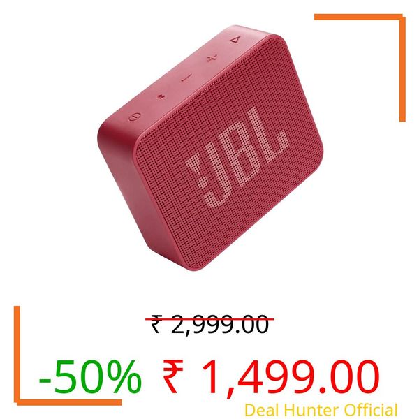 JBL Go Essential with Rich Base, Wireless Ultra Portable Bluetooth Speaker, Vibrant Colors, Waterproof, Type C (Without Mic, Red)