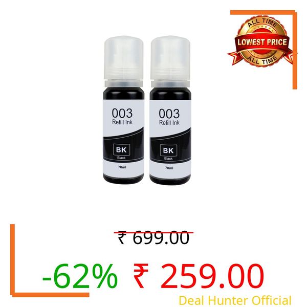 QUINK 003 001 Ink for Eppson L3110, L3150, L3115, L3116, L3101, L1110, L3151, L3152, L3156, L5190 Printer - 003 Genuine Ink Bottle for Ink Eppson 003 001 Ink l3101 Printer Ink Bottles (2 PC Black)