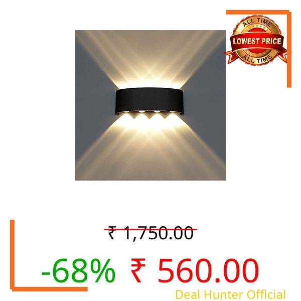 FILLISKA Aluminium LED Indoor/Outdoor Up Down Wall Light Warm White, IP-65 Waterproof & Shockproof Body(2 Year Warranty) (MattBlack 4up + 4down)